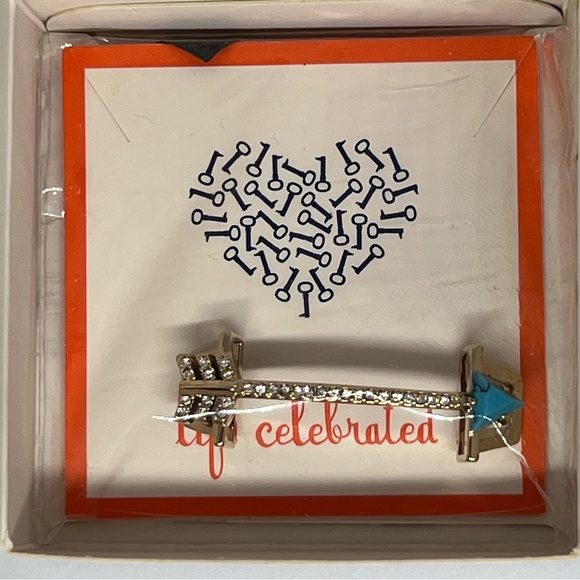 Keep Collective Large Pave Arrow Slider Charm - Turquoise & Gold - New In Box - Picture 2 of 4